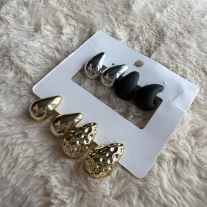 Elegant Gold and Silver Teardrop Earrings Set